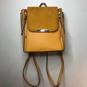 Call It Spring Golden Mustard Faux Leather & Suede Backpack Handbag Gold Chains